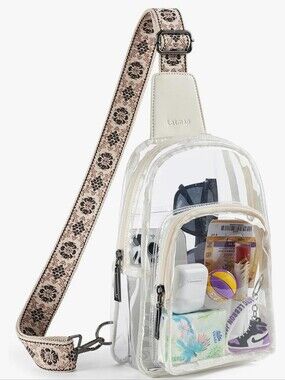 💰Latmap Clear Crossbody Sling Bag with Floral Strap